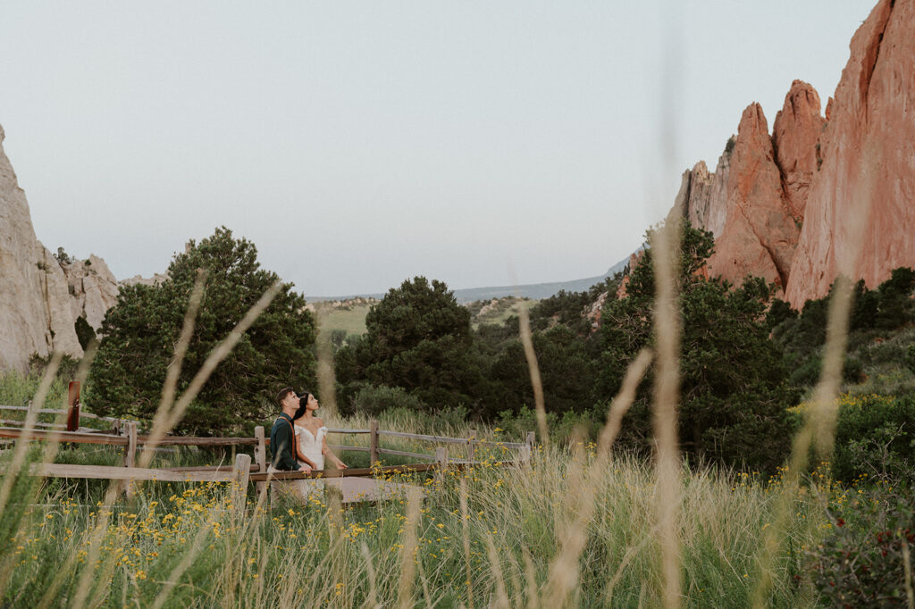 Couple looking at the sandstone formations.